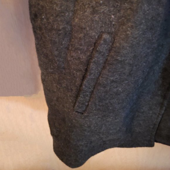 Vero Moda Dark Grey Brushed Katrine Faux Wool Midi Coat, Size 2x-3x Fair - Picture 6 of 9